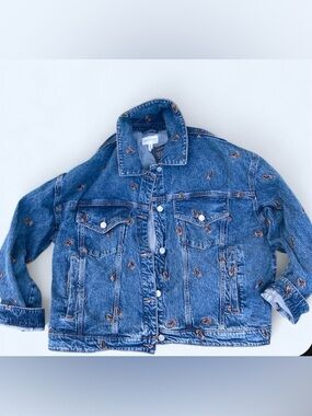 NWT Avec Les Filles Denim Jacket – XL – Adorable Horse Embroidery